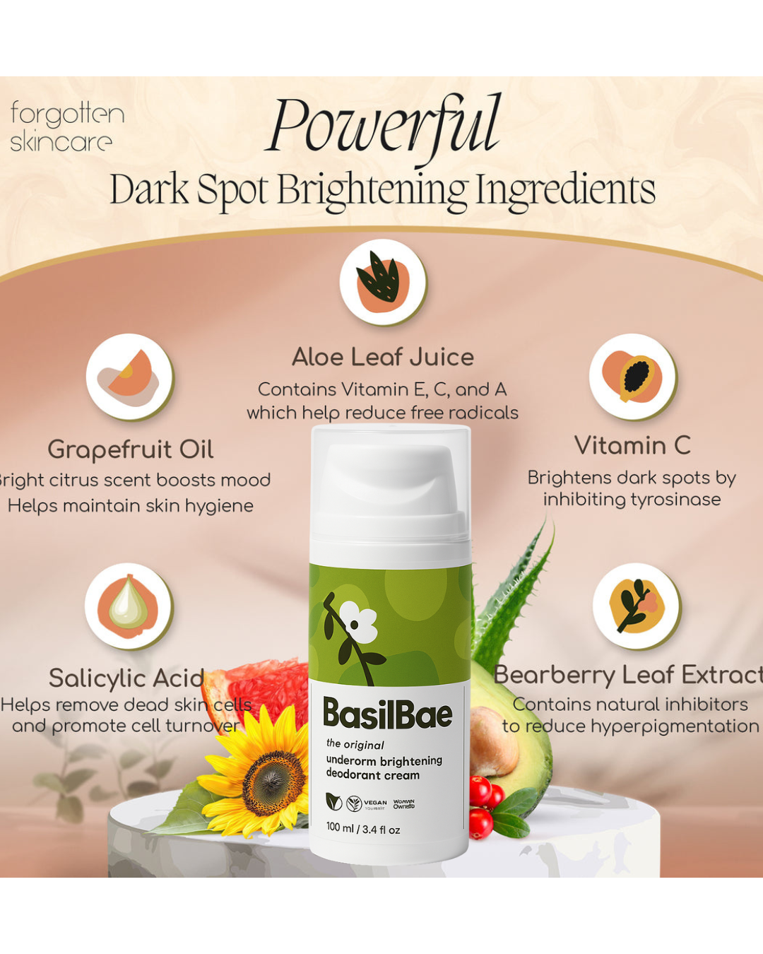 BasilBes Underarm Brightening Deodorant Cream